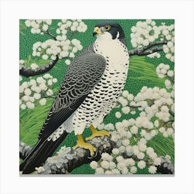 Ohara Koson Inspired Bird Painting Falcon 3 Square Canvas Print