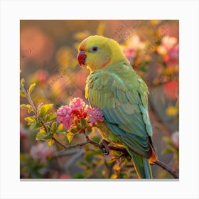 Parrot In Bloom Canvas Print