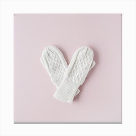 White Knitted Mittens Canvas Print