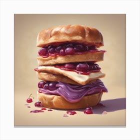 Burger With Cherries Candwich Pbj ( Bohemian Design ) Canvas Print