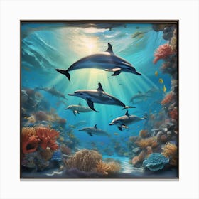 Dolphins In The Ocean Canvas Print