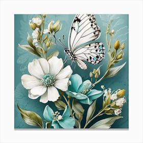 Butterfly And Flowers Canvas Print