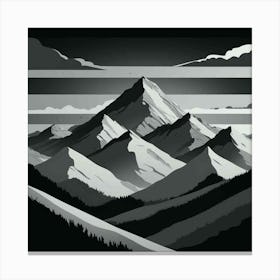 Black And White Mountains 1 Canvas Print