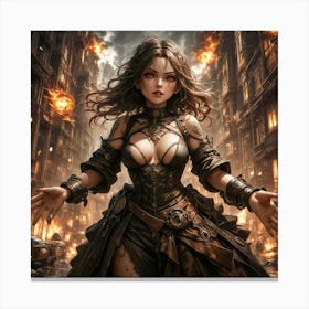 Sexy Gorgeous Steampunk Witch cleavage  #6 Canvas Print