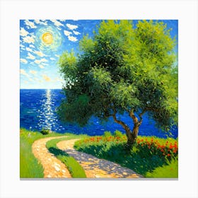 Tree By The Sea Canvas Print