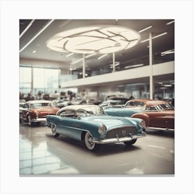 Old Cars In A Showroom Canvas Print