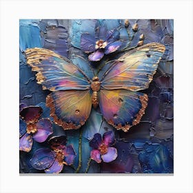 Butterfly On Purple Flowers Canvas Print