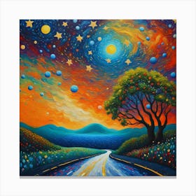 Cosmic Blossom: A Journey Through Starlit Meadows. Canvas Print
