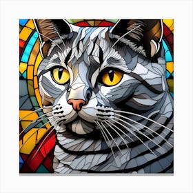 Cat, Pop Art 3D stained glass cat superhero limited edition 50/60 Canvas Print