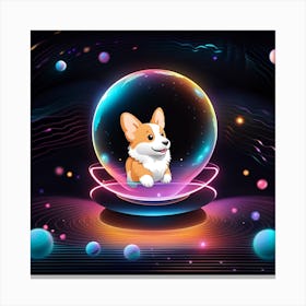 Corgi In Space Canvas Print