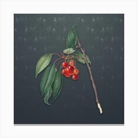 Vintage Cherry Botanical on Slate Gray Pattern n.0856 Canvas Print
