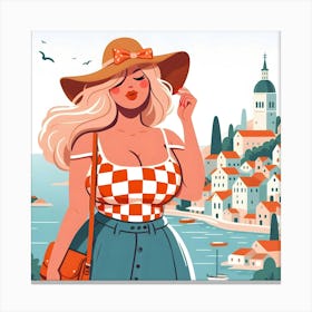 Croatian Girl In Hat Canvas Print