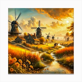 Windmills In The Countryside Canvas Print