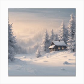 5547 Snowy Winter Wonderland With A Lone Cabin In The D Xl 1024 V1 0 Canvas Print