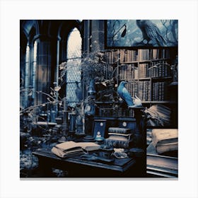 Blue Library Canvas Print