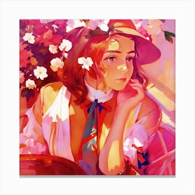 Girl In a Garden Canvas Print