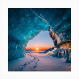 Ice Cave At Sunset Canvas Print