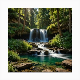 Waterfall In The Forest 94 Canvas Print