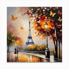 Eiffel Tower And Butterflies 1 Canvas Print