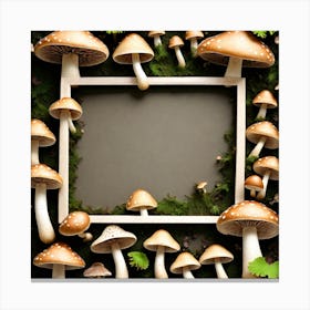 Mushroom Frame On Moss 2 Canvas Print