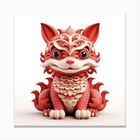 Cute Dragon Red in Origami Canvas Print