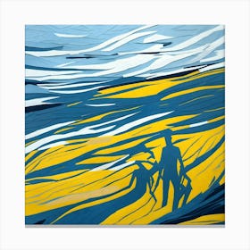 Silhouettes On The Beach Canvas Print