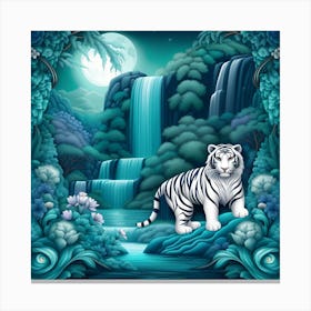 White Tiger In The Jungle Canvas Print