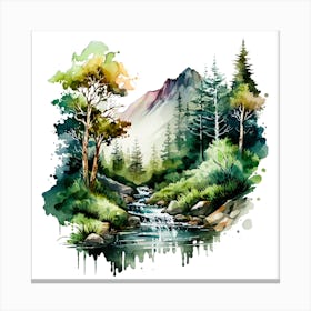 Watercolor Of A Waterfall 2 Canvas Print