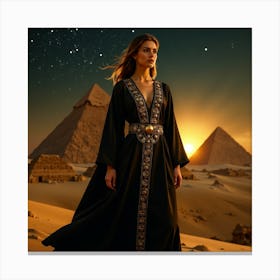 Egyptian Woman In Black Dress 1 Canvas Print