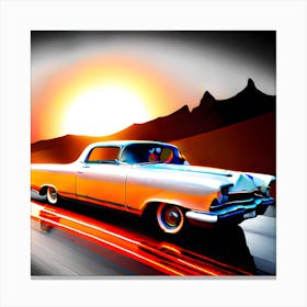 Classic Car At Sunset Canvas Print