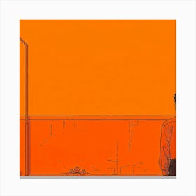 Man Looking At An Orange Wall Canvas Print