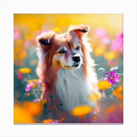 Dog In The Field Canvas Print