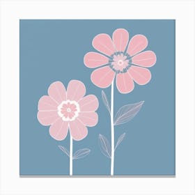 A White And Pink Flower In Minimalist Style Square Composition 553 Canvas Print