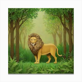 Lion In The Forest Canvas Print