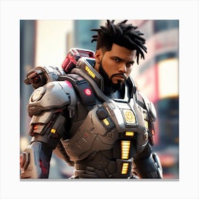 3d Dslr Photography The Weeknd Xo, Cyberpunk Art, By Krenz Cushart, Wears A Suit Of Power Armor Canvas Print