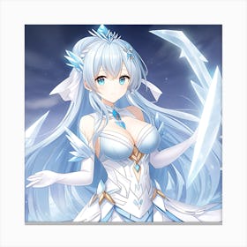 Elemental Anime Girls: Ice Queen portrait Canvas Print