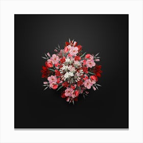 Vintage Thick Flowered Slender Tube Floral Wreath on Wrought Iron Black n.0998 Canvas Print