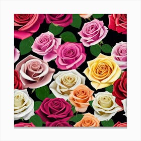 Roses Seamless Pattern 4 Canvas Print