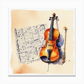 Violin And Music Sheet Canvas Print