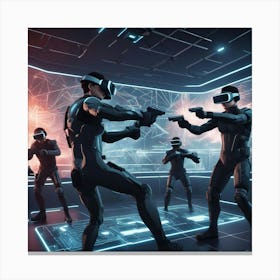 Futuristic Soldiers In Action Canvas Print