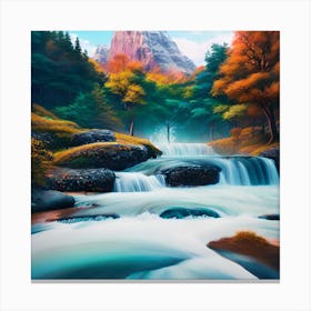 Waterfall In The Mountains 28 Canvas Print