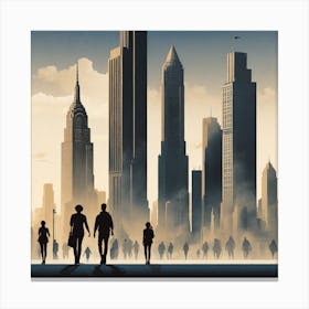 People Walking In The City Canvas Print