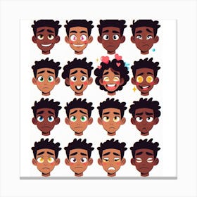 Black Boy With Different Facial Expressions Canvas Print