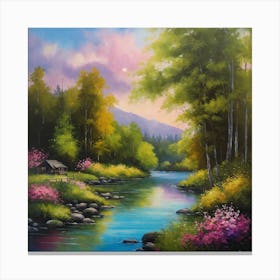 'Riverside Cabin' Canvas Print