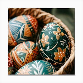 Easter Eggs In A Basket 5 Canvas Print