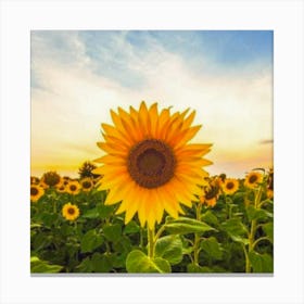 Sunflowers At Sunset Canvas Print