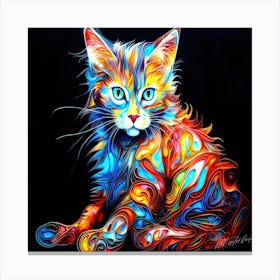 Oh Kitty - Psychedelic Cat Canvas Print