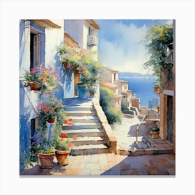 Provencal Gardens by the Sea Canvas Print