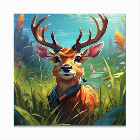 Deer In The Grass 5 Canvas Print