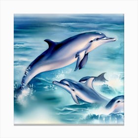 Liquid Poetry: Graceful Dolphins 1 Canvas Print
